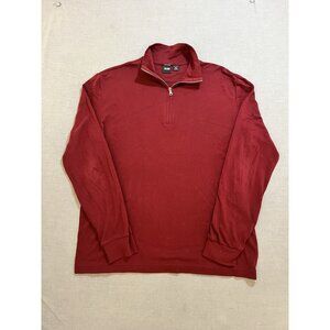 Hugo Boss Polo‎ Shirt Mens Adult L Red 1/4 Zip Pima Cotton Long Sleeve.